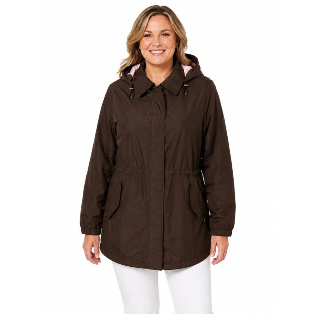 Lands End Anorak Style Brown Jacket Rain Coat Size Large